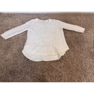 EUC Studio JPR White Fuzzy Sweater, Petite Large